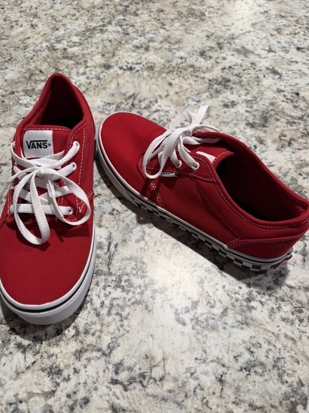 Vans Off The Wall Shoes721356 U.S 6.0 Youth Canvas Red AthleticCheckerboard Side